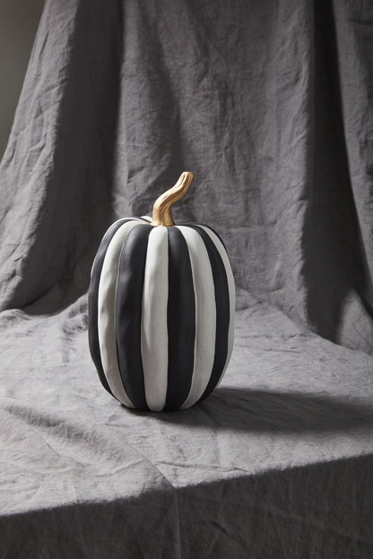 Otho Ceramic Pumpkin - Black & White Matte Finish (Tall)