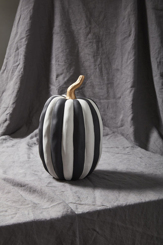 Otho Ceramic Pumpkin - Black & White Matte Finish (Tall)