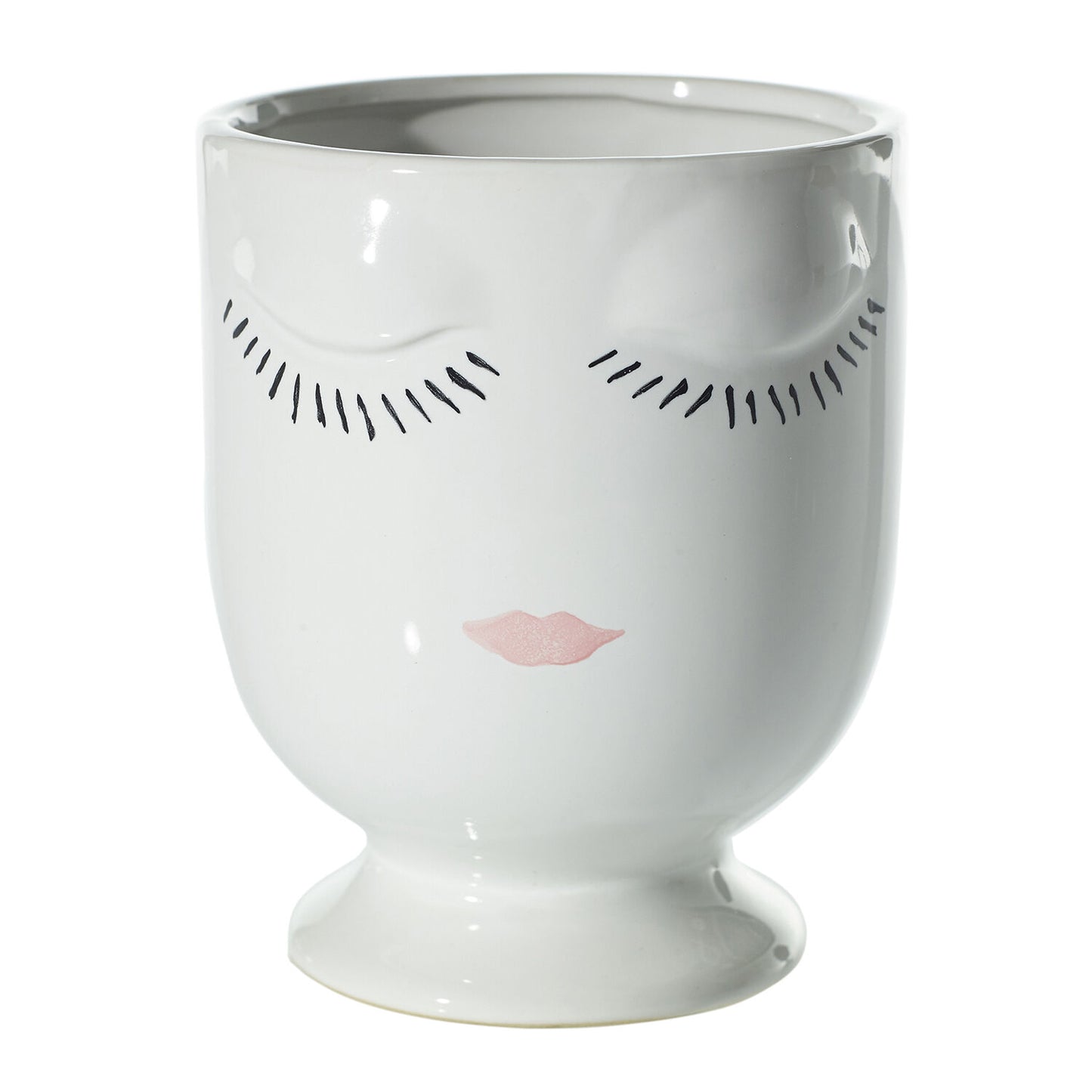White Ceramic Face Planter - Minimalist Design