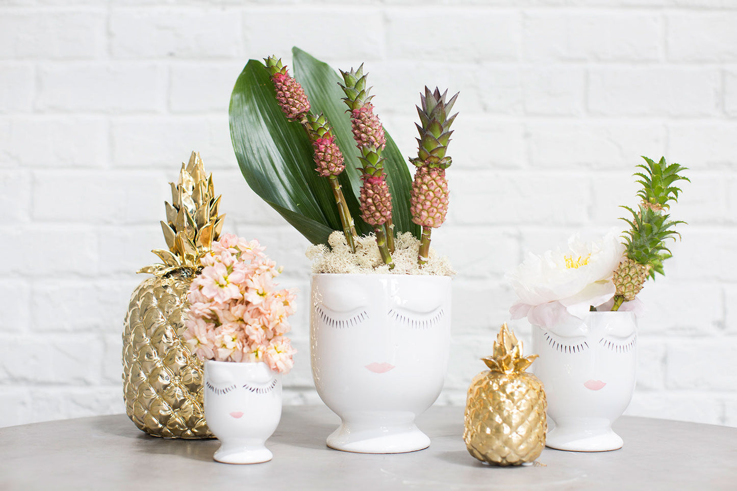 White Ceramic Face Planter - Minimalist Design