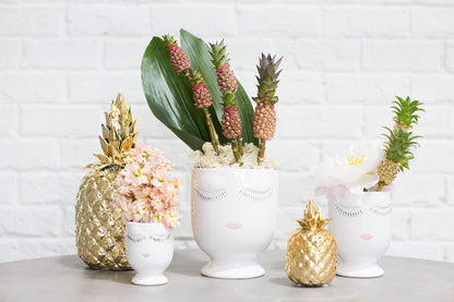 White Ceramic Face Planter - Minimalist Design