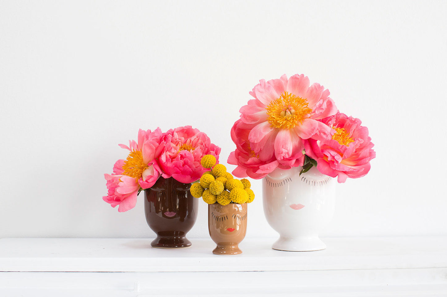 White Ceramic Face Planter - Minimalist Design