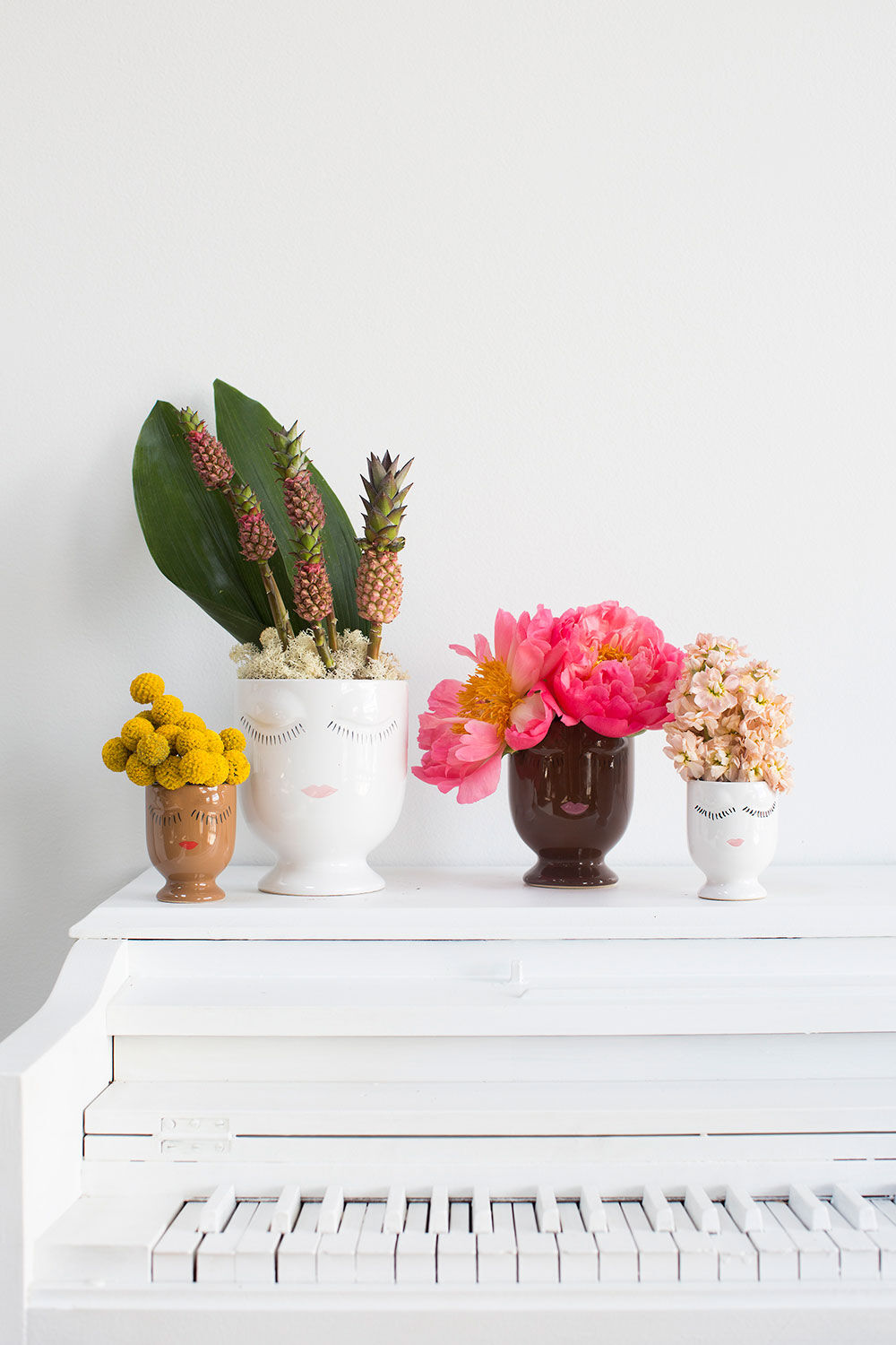White Ceramic Face Planter - Minimalist Design