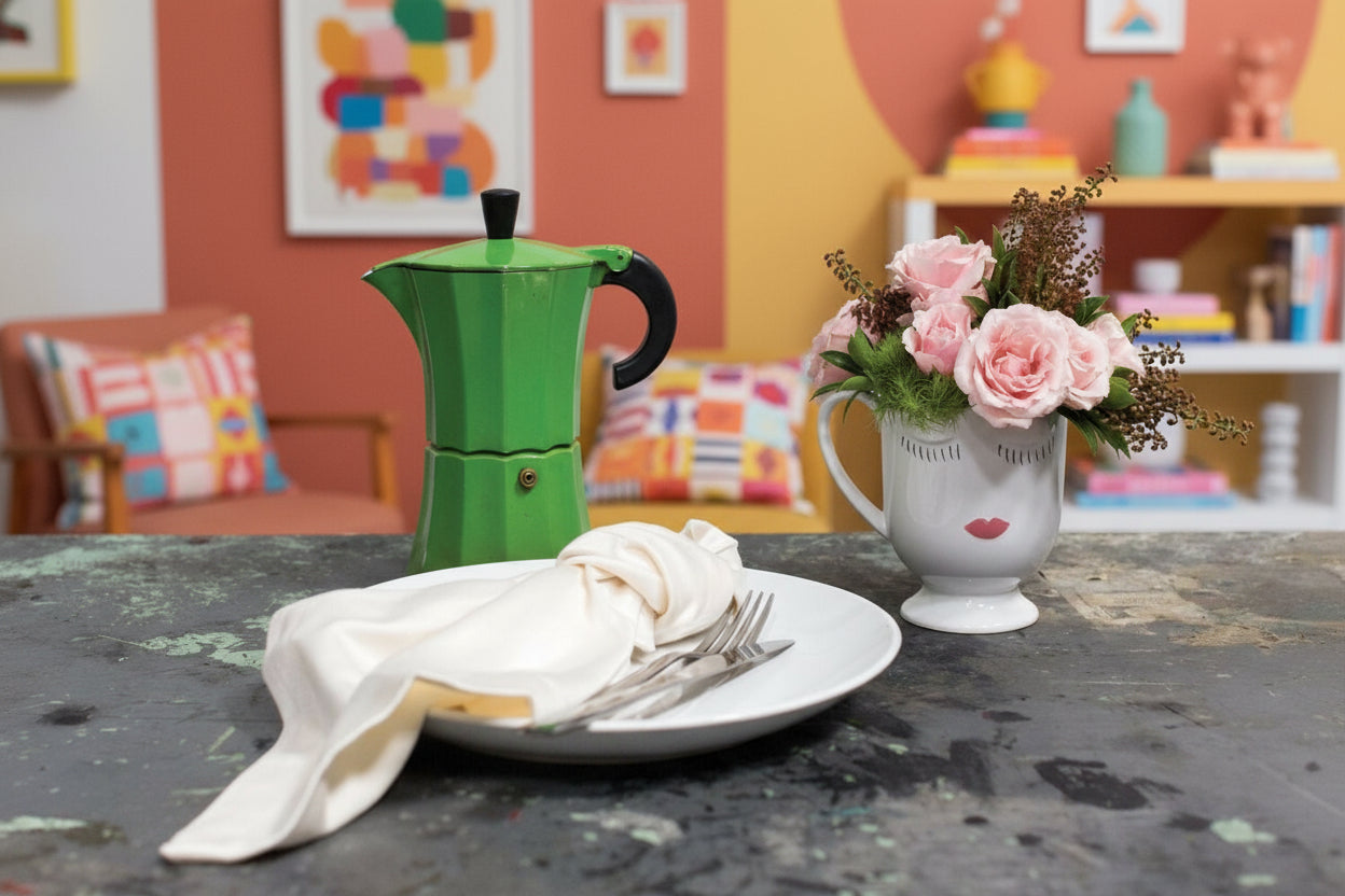 White Ceramic Face Mug - Minimalist Design