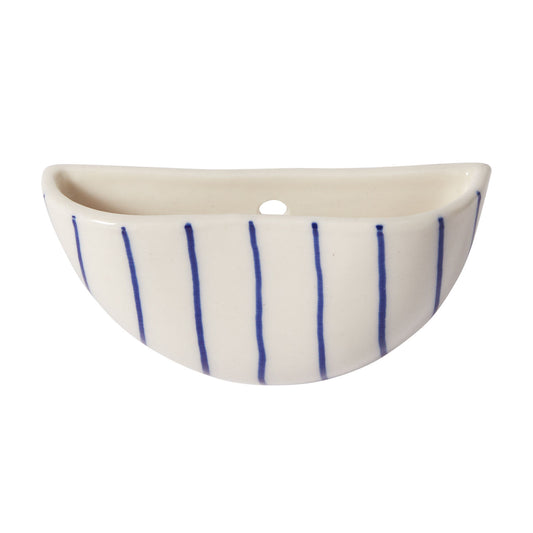 Wim Wall Planter Set - Blue Striped Ceramic (Set of 4)
