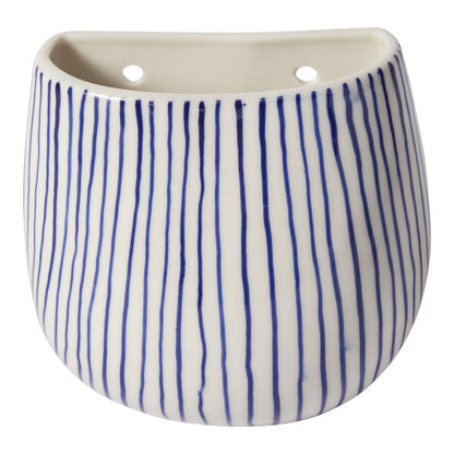 Wim Wall Planter Set - Blue Striped Ceramic (Set of 2)