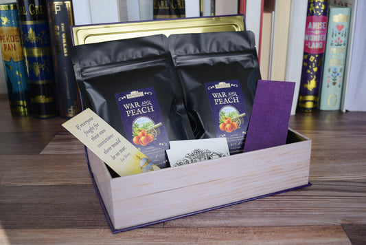 War and Peach Book Tea Tin