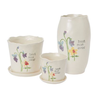 Best Mom Watercolor Ceramic Vase