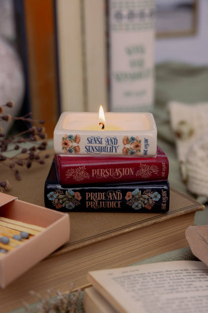 Jane Austen Book Stack Candle