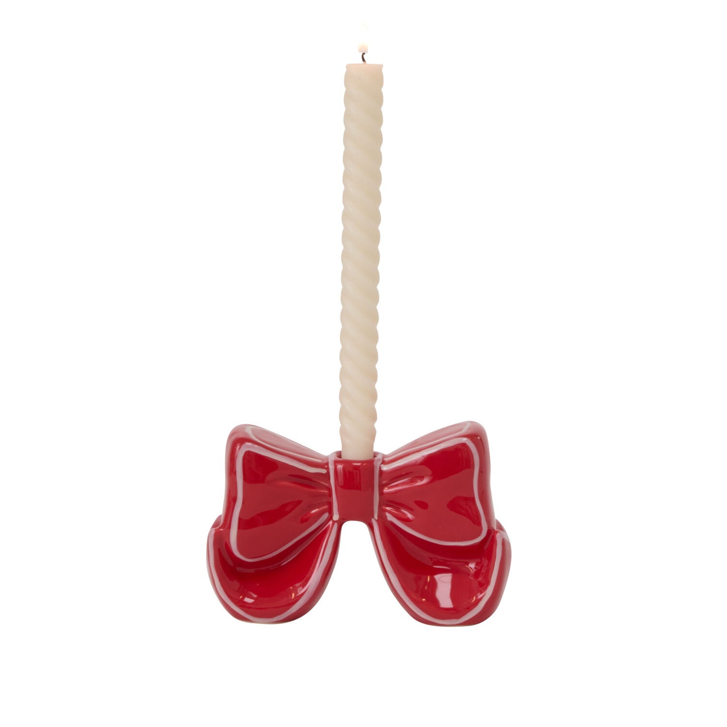 Red Bow Ceramic Taper Candle Holder