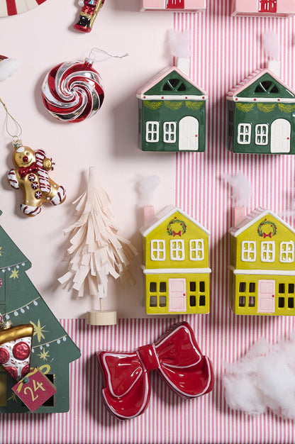 Red Bow Ceramic Taper Candle Holder