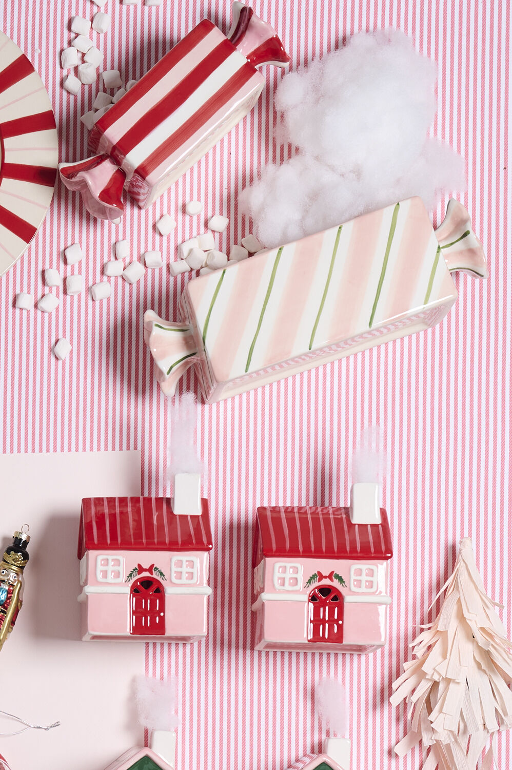 Bonbon Candy-Shaped Ceramic Planter - Pink & Green Stripes