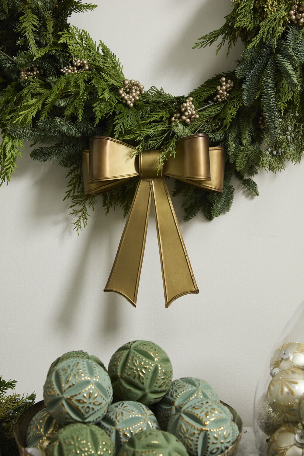 Large Metal Bow Decoration - Aged Brass Finish