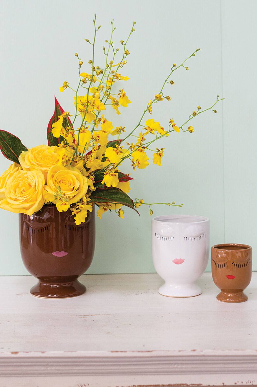 White Ceramic Face Planter - Minimalist Design