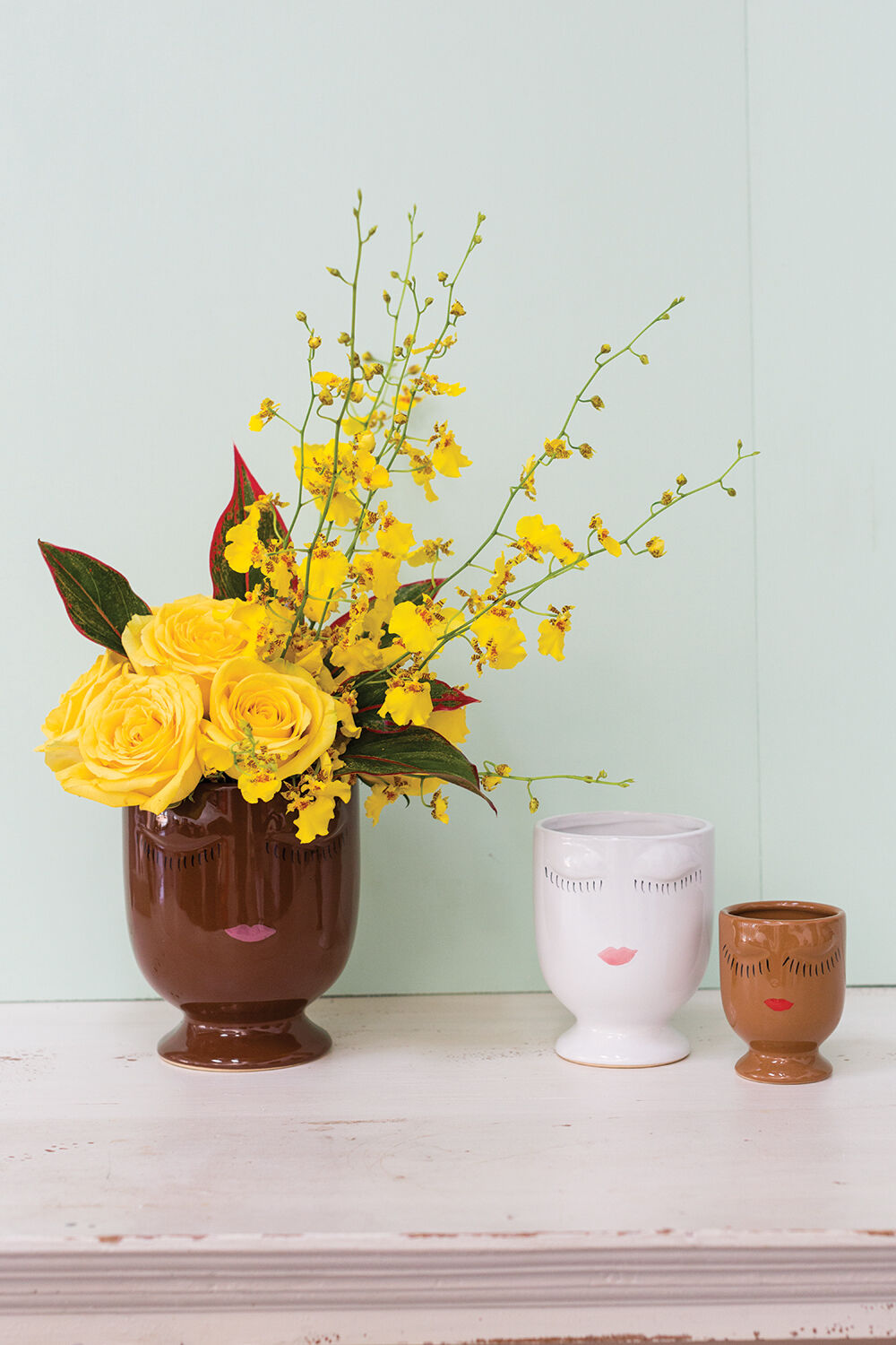 White Ceramic Face Planter - Minimalist Design