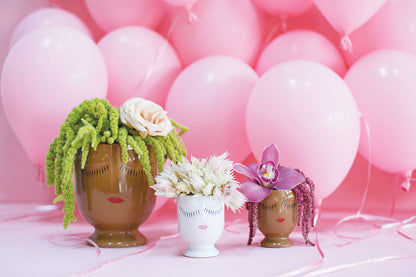 White Ceramic Face Planter - Minimalist Design