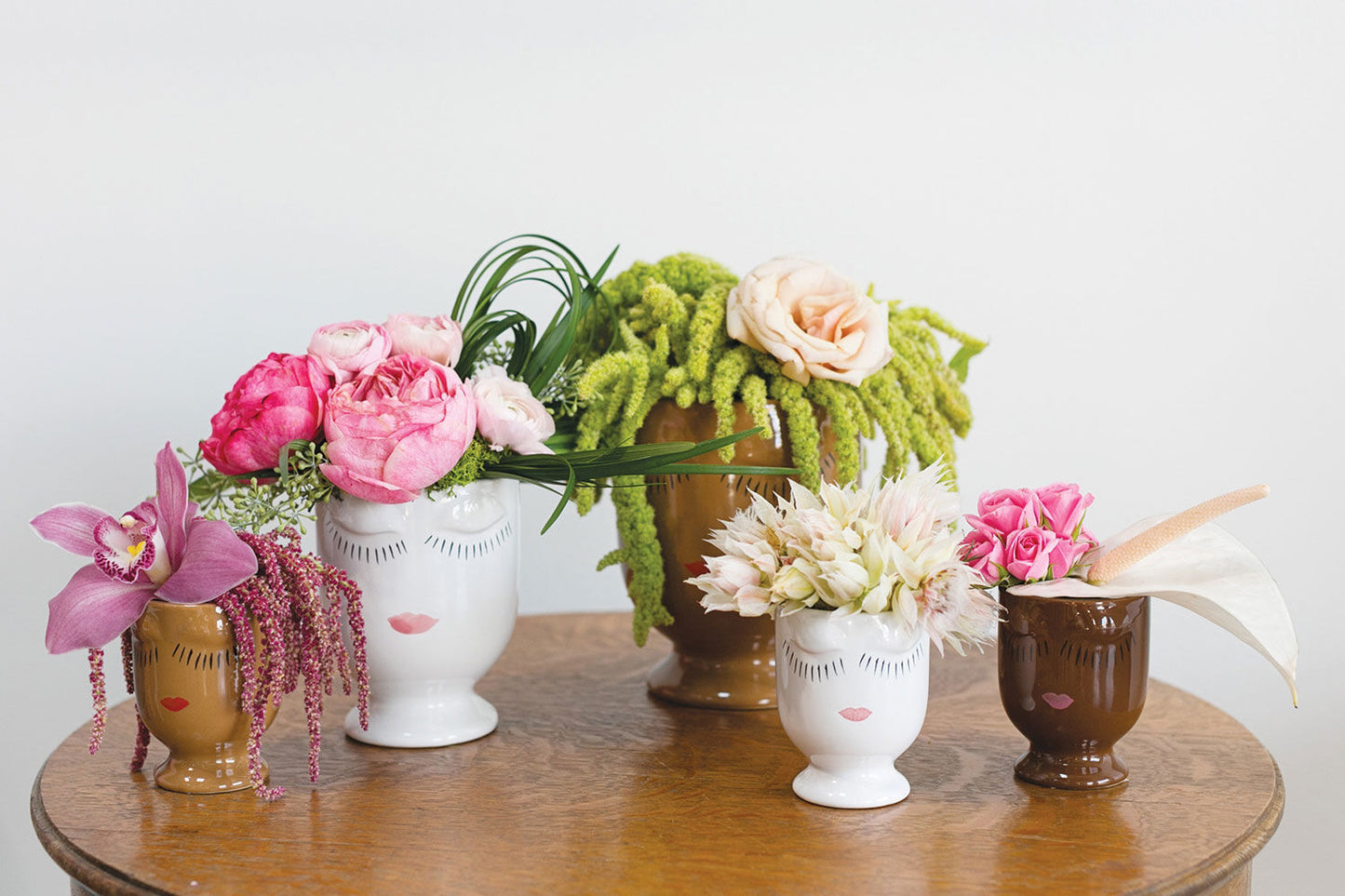 White Ceramic Face Planter - Minimalist Design