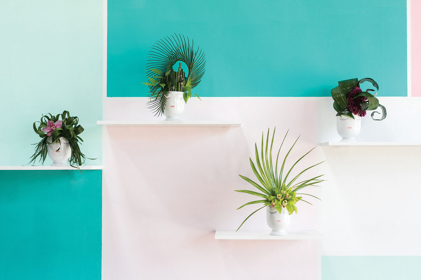White Ceramic Face Planter - Minimalist Design