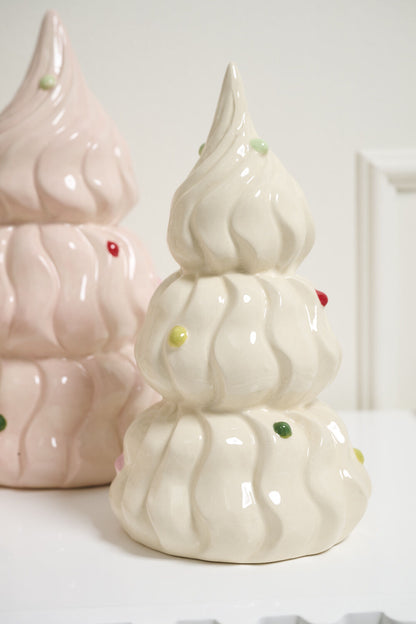 Confectionery Ceramic Christmas Tree - Soft Pink (10")