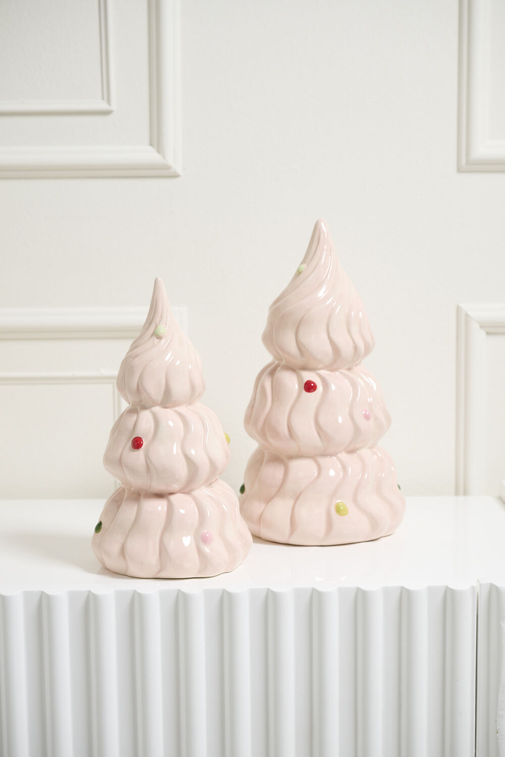 Confectionery Ceramic Christmas Tree - Soft Pink (10")