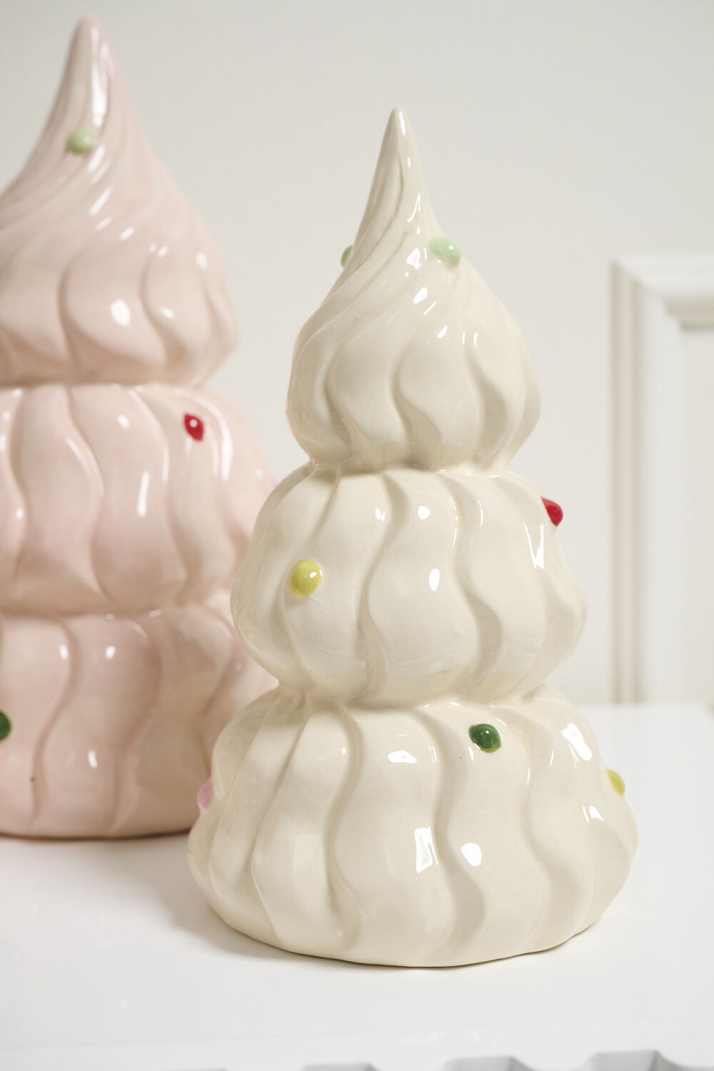 Confectionery Ceramic Christmas Tree - Creamy White (12")