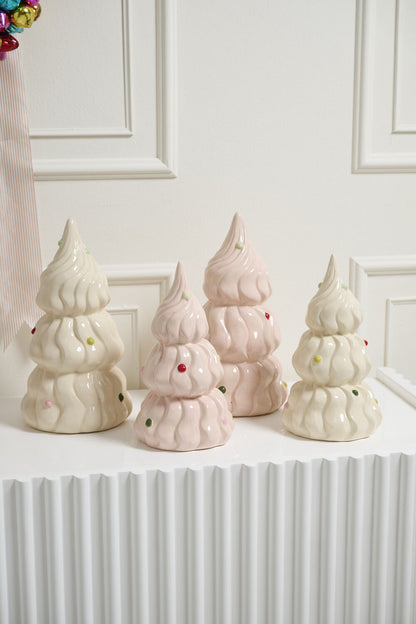 Confectionery Ceramic Christmas Tree - Creamy White (12")