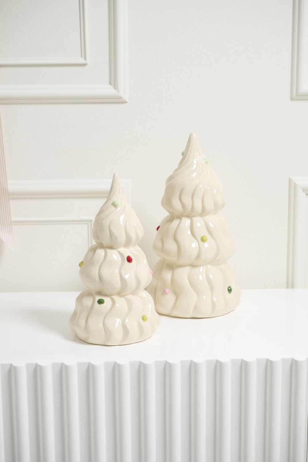 Confectionery Ceramic Christmas Tree - Creamy White (12")