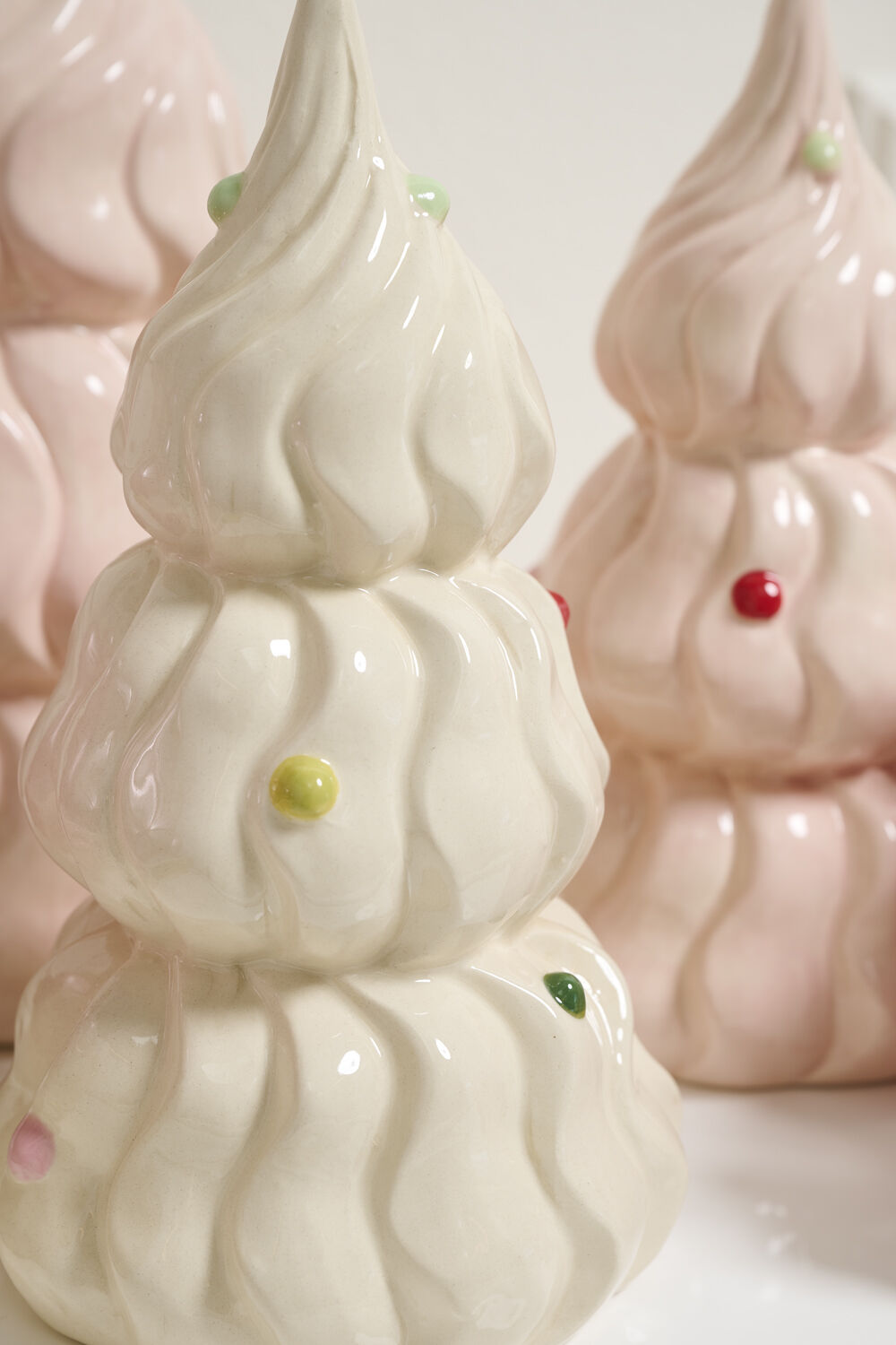 Confectionery Ceramic Christmas Tree - Creamy White (12")