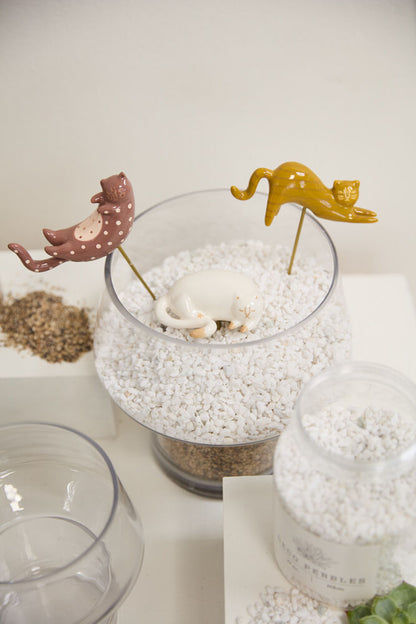 Ceramic Cat Plant Sticks - Hand Painted (Set of 3)