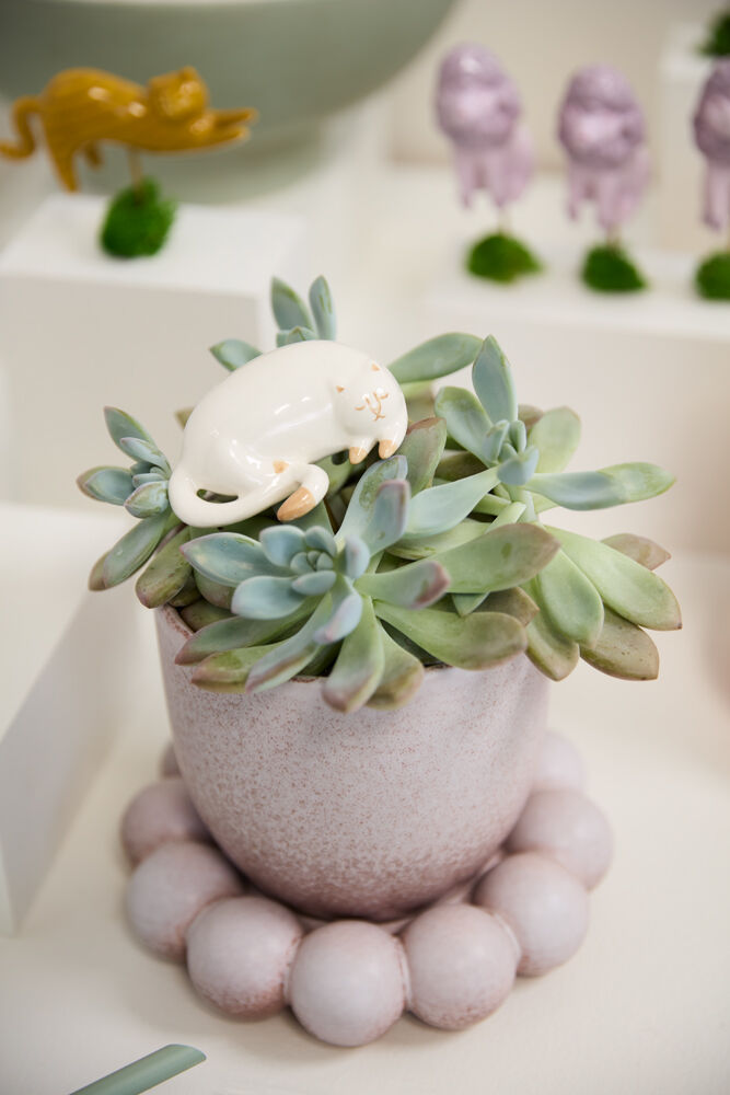 Ceramic Cat Plant Sticks - Hand Painted (Set of 3)