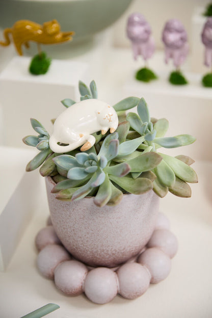 Ceramic Cat Plant Sticks - Hand Painted (Set of 3)