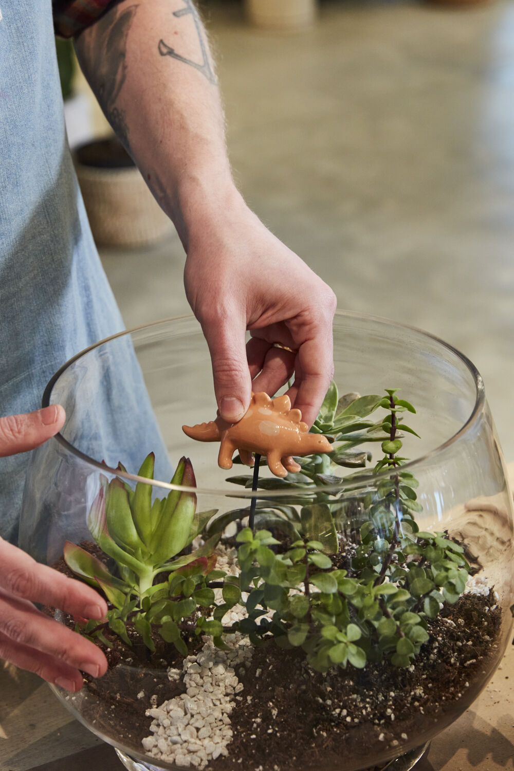Ceramic Dinosaur Plant Sticks - Hand Painted (Set of 2)