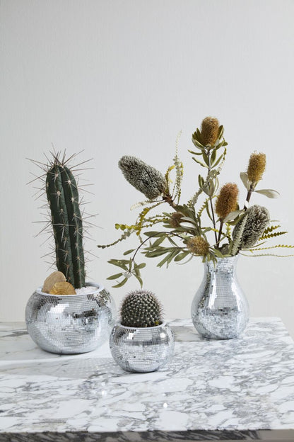 Mirrored Disco Ball Ceramic Planter - Vase