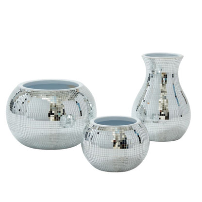 Mirrored Disco Ball Ceramic Planter - Large Pot