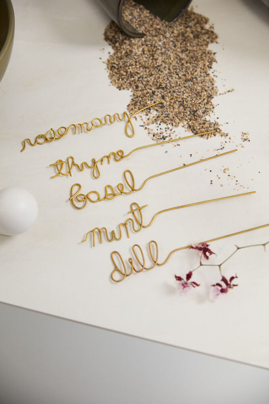 Gold Wire Herb Garden Markers - Set of 5