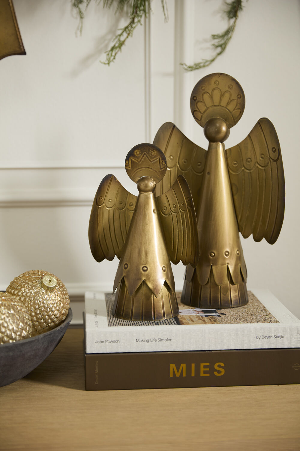 Gold Metal Angel Figurine - Vintage Finish (10")