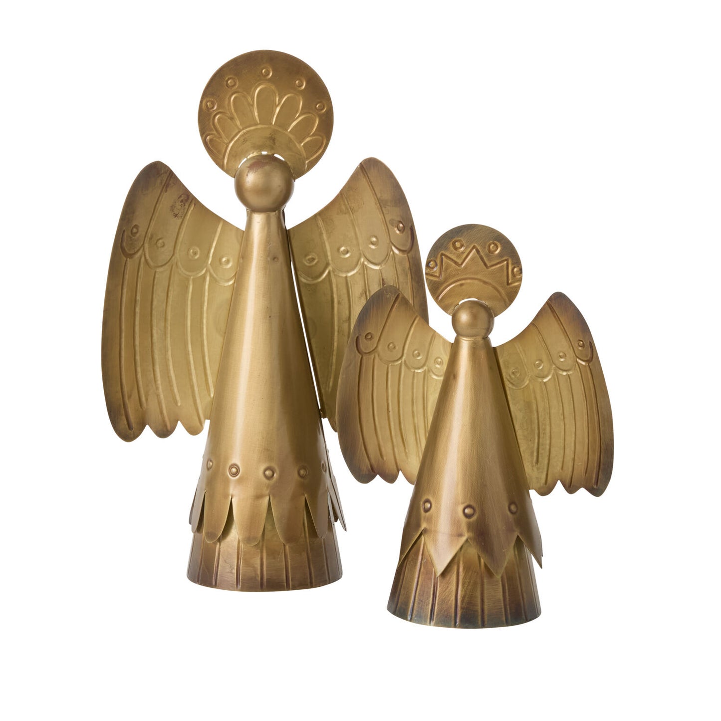Gold Metal Angel Figurine - Vintage Finish (14")