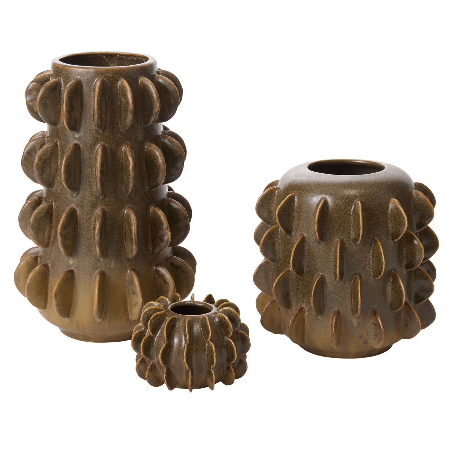 Millay Ceramic Bud Vase - Moss Ombre with Textured Design