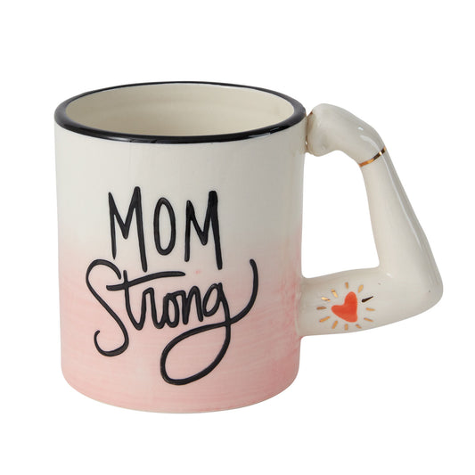 Mom Strong Ceramic Mug - Flexed Arm Handle Design