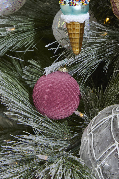 Rosy Velvet Glass Ornaments - Pink Shades (Set of 6)