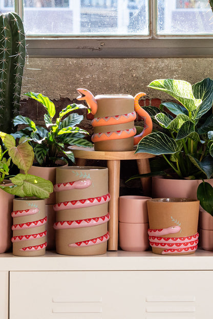 Pink Snake Ceramic Vase Medium - Coiled Design